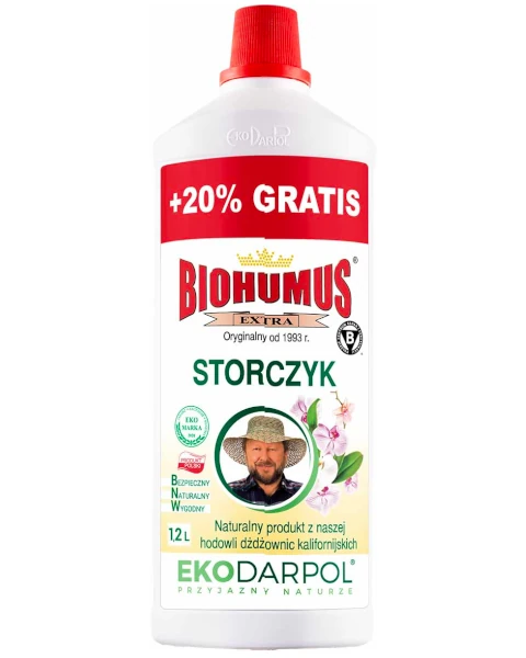 Ekologiczny nawóz płynny Biohumus Extra do storczyków i orchidei Ekodarpol, butelka 1 L oraz 200 ml gratis