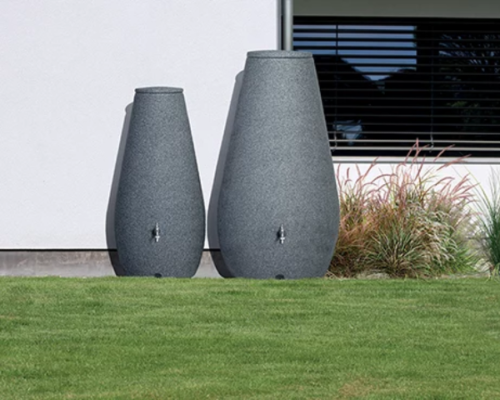 ozdobny zbiornik na deszczowke prosperplast drop prezentacja w ogrodzie