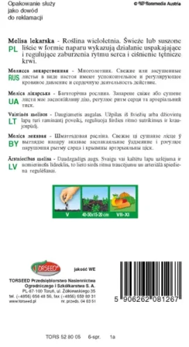 nasiona melisa lekarska Torseed tył opakowania