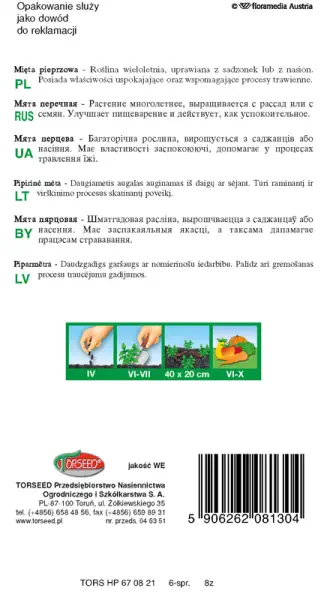nasiona Mięta pieprzowa Torseed tył opakowania