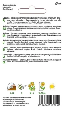 Stroiczka Lobelia jasnoniebieska tył opakowania