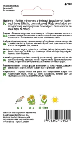 nasiona kwiatów Nagietek mix kolorów Torseed tył opakowania