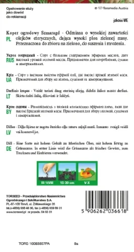 Nasiona kopru Torseed-koper szmaragd tyl opakowania
