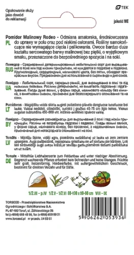 nasiona Pomidor Malinowy Rodeo gruntowy Torseed tył opakowania opis