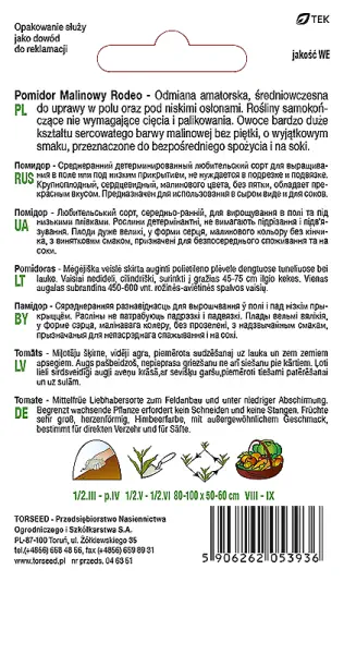 nasiona Pomidor Malinowy Rodeo gruntowy Torseed tył opakowania opis