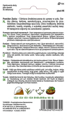 nasiona Pomidor gruntowy Zyska typ Pelati Torseed tył opakowania opis