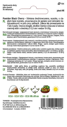 nasiona Pomidor czereśniowy Black Cherry Torseed tył opakowania opis