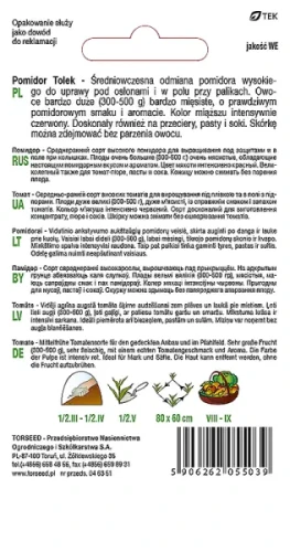 nasiona Pomidor wysoki Tolek Torseed tył opakowania opis