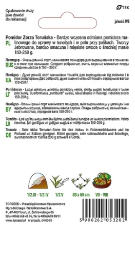 nasiona Pomidor malinowy wysoki Zorza Toruńska Torseed  tył opakowania opis