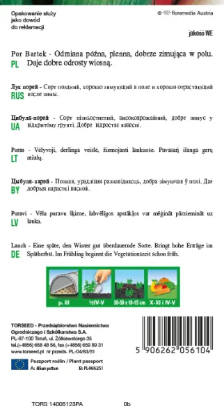 nasiona Por zimowy Bartek Torseed tył opakowania opis