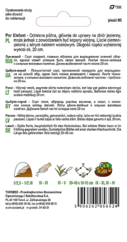 nasiona Por Elefant jesienny Torseed tył opakowania opis