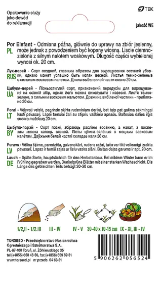 nasiona Por Elefant jesienny Torseed tył opakowania opis