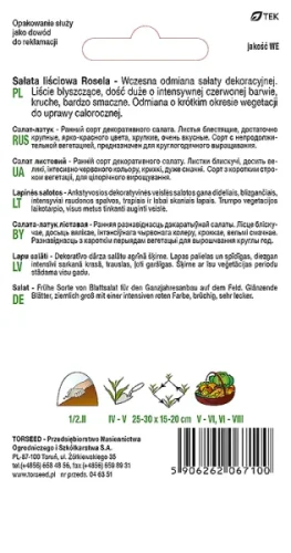 nasiona  Sałata liściowa czerwono-zielona Rosela Torseed opis tył opakowania