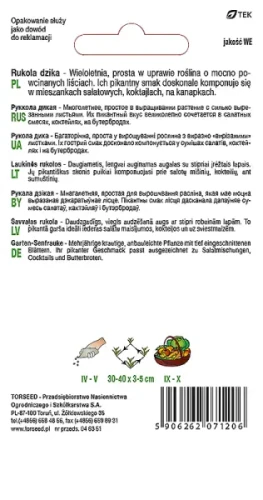 nasiona Rukola dzika wieloletnia Diplotaxis tenuifolia Torseed opis tył opakowania
