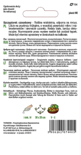 nasiona Szczypiorek czosnkowy Allium tuberosum Torseed opis tył opakowania
