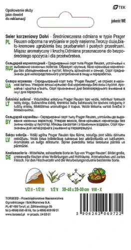 nasiona Seler korzeniowy Dolvi typ Prager Reuzen Torseed opis tył opakowania