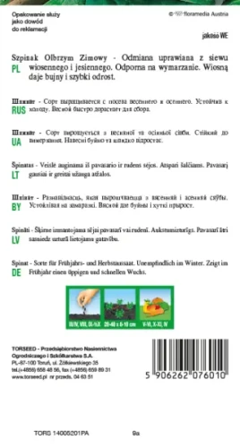 nasiona  Szpinak Olbrzym Zimowy Torseed opis tył opakowania