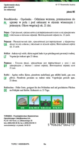 nasiona Rzodkiewka cylindryczna czerwono-biała Opolanka Torseed