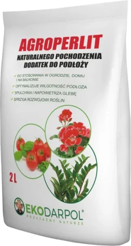 Perlit ogrodniczy 2 L Agroperlit Ekodarpol, białe porowate podłoże wulkaniczne do napowietrzania korzeni