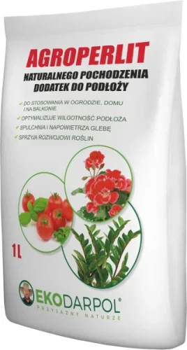 Perlit ogrodniczy 1 L Agroperlit Ekodarpol, białe porowate podłoże wulkaniczne do spulchniania ziemi