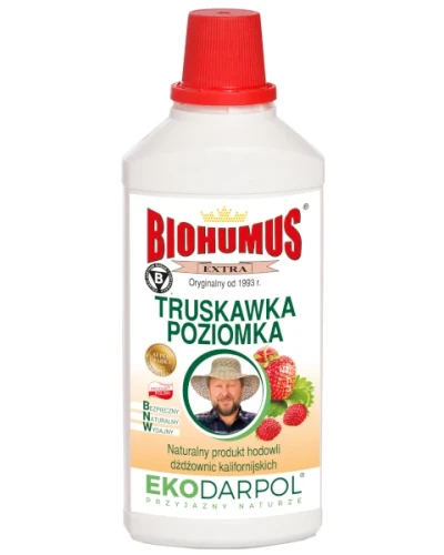 Ekologiczny nawóz płynny Biohumus Extra do truskawek i poziomek Ekodarpol, butelka 1 L