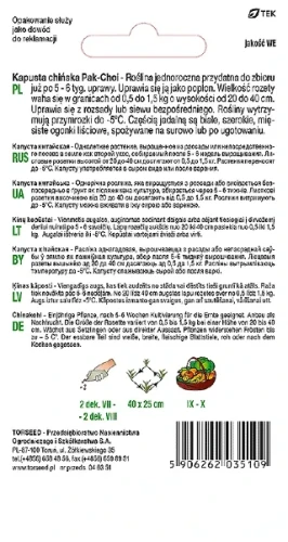 kapusta chinska Pak-Choi Torseed tyl opakowania