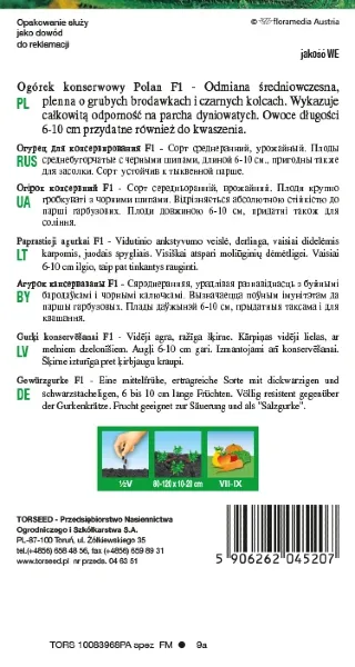 ogórek gruntowy konserwowy Polan F1 nasiona Torseed tyl opakowania.webp