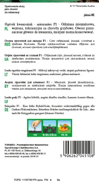 ogórek gruntowy kwaszeniak Julian F1 nasiona Torseed tyl opakowania.webp