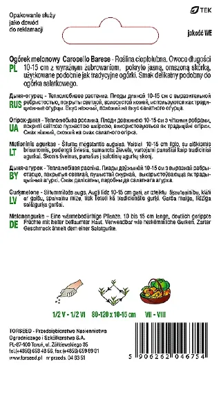 ogórek melonowy Carosello Barese nasiona Torseed tyl opakowania