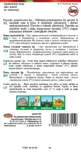 papryka słodka Iga pomidorowa nasiona Torseed tył opakowania