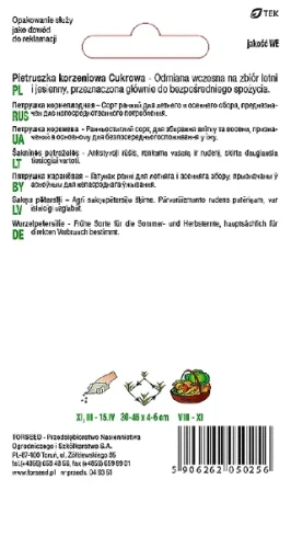 Pietruszka korzeniowa cukrowa nasiona Torseed tył opakowania