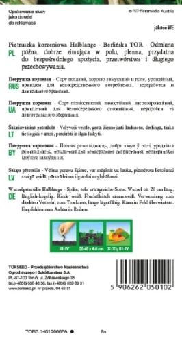Pietruszka korzeniowa Halblange nasiona Torseed tył opakowania