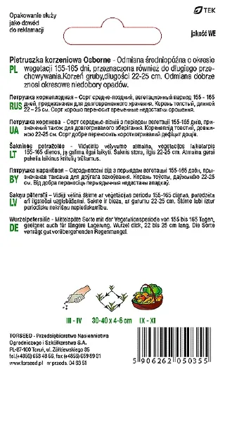 Pietruszka korzeniowa Osborne nasiona Torseed tył opakowania