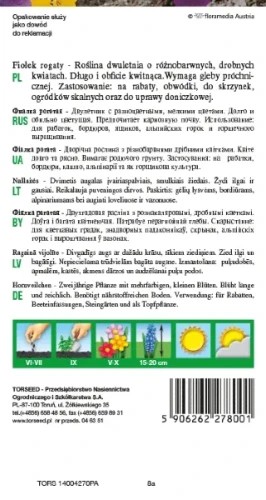 Fiołek rogaty mix kolorów nasiona Torseed tył opakowania.webp