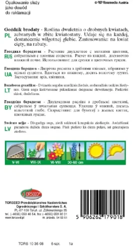 Goździk brodaty nasiona Torseed tył opakowania