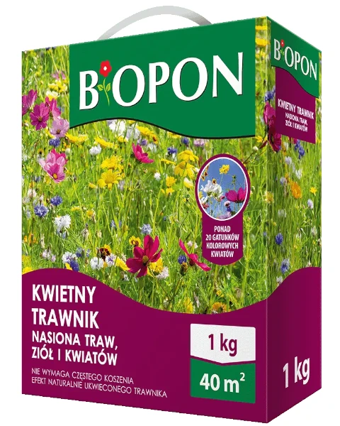 Kwietny trawnik - łąka - nasiona traw, ziół i kwiatów Bopon