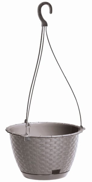 Doniczka wisząca mocca 4,8 l Ratolla Round W prezentacja linek do podwieszenia