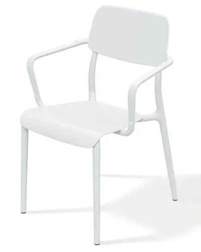 Krzesło ogrodowe z podłokietnikami Rimo białe.webp