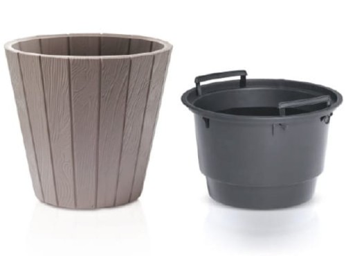 Brązowa donica na zewnątrz 46 cm + wkład mrozoodporna Woode
