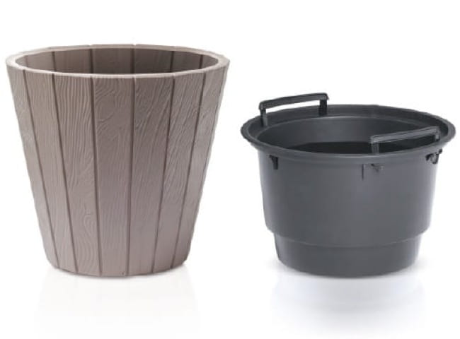 Brązowa donica na zewnątrz 46 cm + wkład mrozoodporna Woode