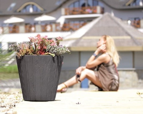 Brązowa donica na zewnątrz 37 cm + wkład mrozoodporna Woode