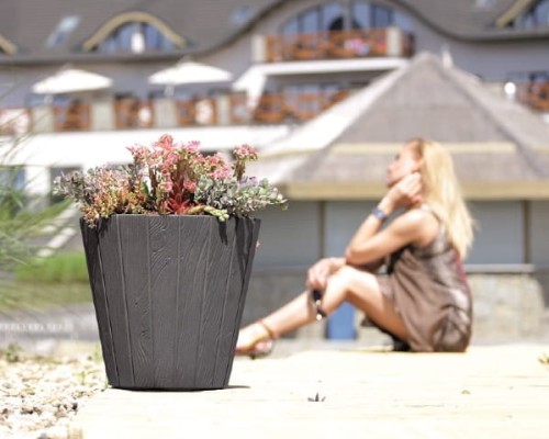 Brązowa doniczka na zewnątrz 32 cm + wkład mrozoodporna Woode