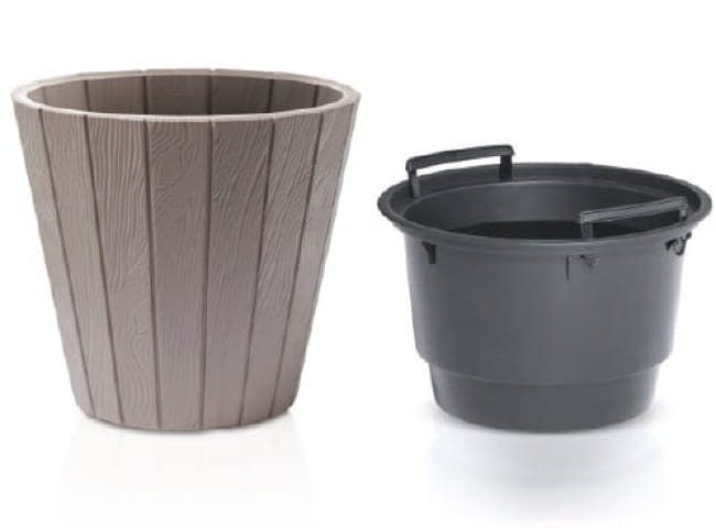 Brązowa doniczka na zewnątrz 32 cm + wkład mrozoodporna Woode