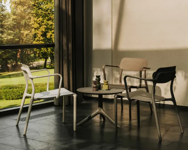 Fotel i stolik Rimo - aranzacja w pomieszczeniu