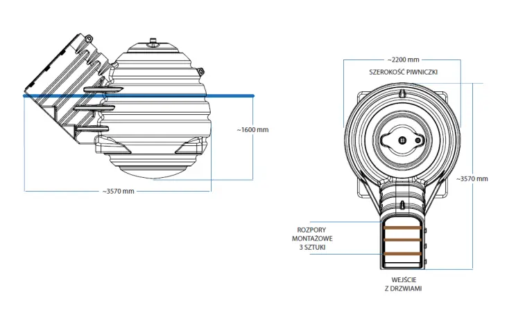 piwnica na działkę - schemat wymiary