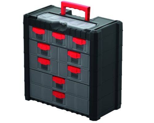 Duży organizer na drobnicę 9 szuflad 40 cm Multicase Cargo.png