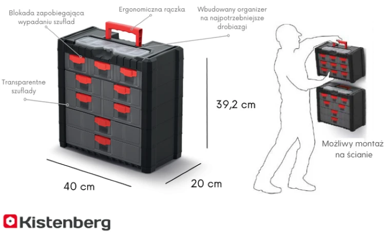 Organizer na części 9 szuflad 40 cm Kistenberg Multicase Cargo