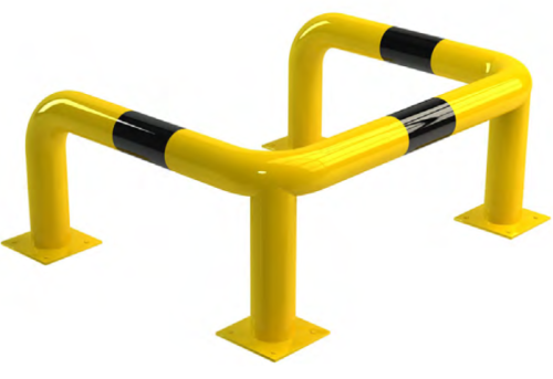 Odbojnica stalowa w kształcie litery U na 4 nogach żółto-czarna