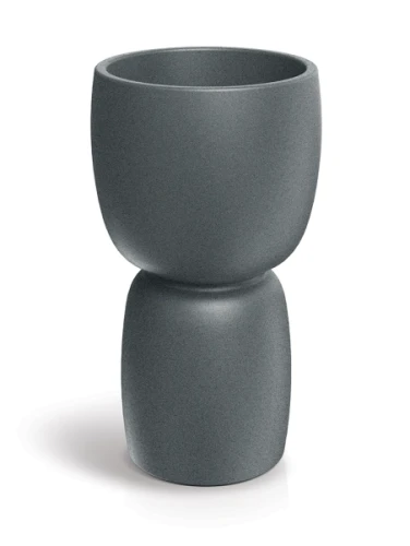 Donica ozdobna 40 cm  szara ciemna granit Duala Round Slim TDS40_105GR