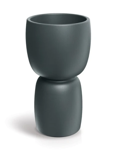 Donica ozdobna  40 cm grafitowa Duala Round Slim TDR40S_107GR